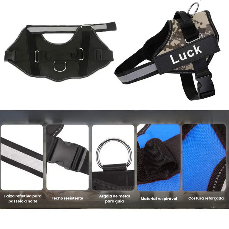 Peitoral Ajustável PetBelt  para Cachorros – Conforto, Segurança e Nome Personalizável!
